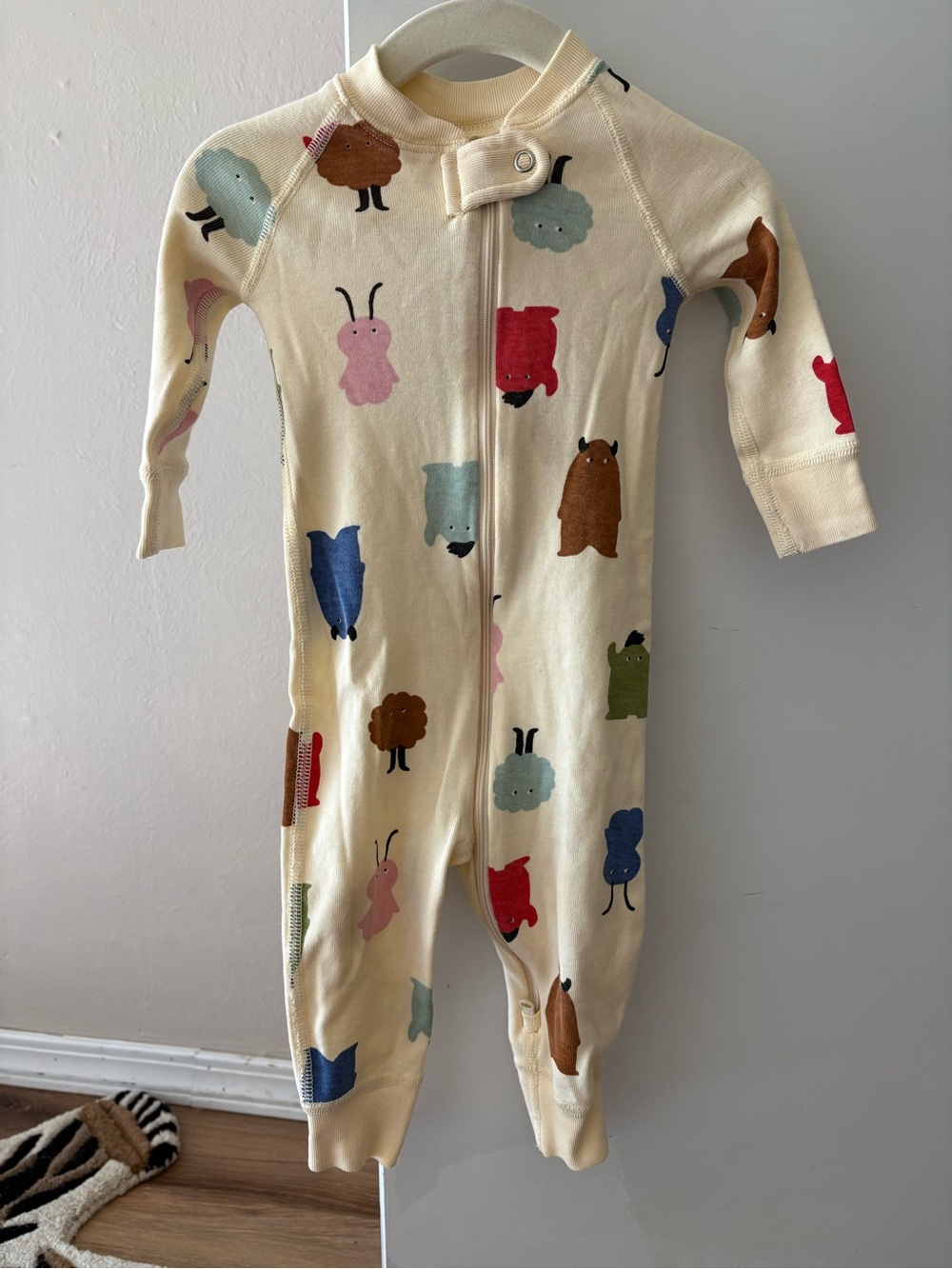 Hanna Anderson Cream Kids One-Piece Pajamas with Colorful Critter Print